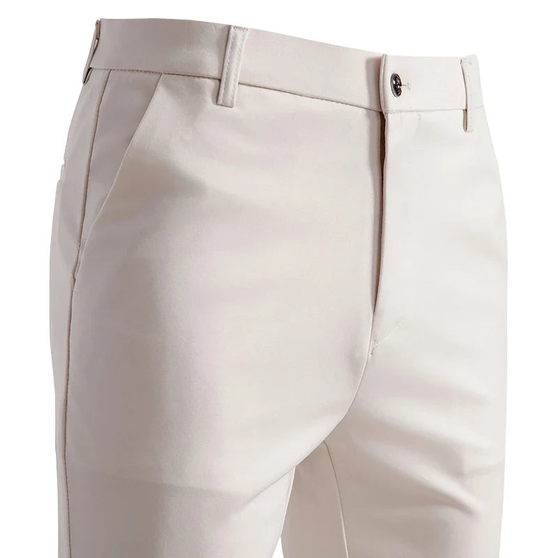 Men's Elastic Slim Fit Khaki Trousers Casual Pants Classic Fashion Suit Sports Pants Spring Summer