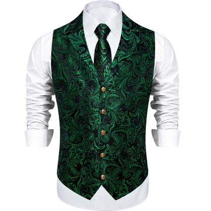 Victorian Vest Tie Set Green Plaid Gothic Waistcoat Sleeveless Jacket for Men Wedding Party Tuxedo Men's Soical Clothing