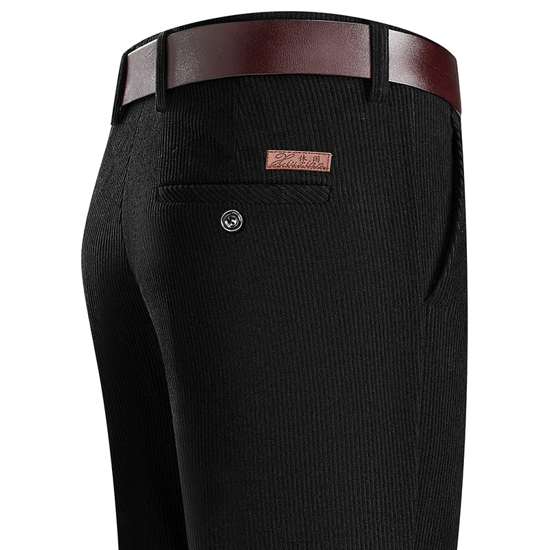 Mens Business Casual Pants Corduroy Suit Pants Autunn Formal Dress Pants Brown Navy Khaki 29-42