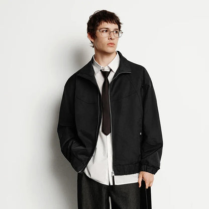 Jacket Men Loose Fit Stand Collar Youth Style 2025 Autumn Winter Minimalist Fashion Casual Coat