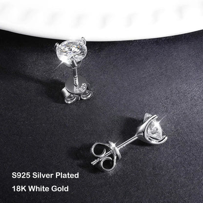 2 in 1 Full D Color Moissanite Stud Earrings for Women S925 Silver 4.6cttw All Diamond Earring Pierced Ear Fine Jewelry