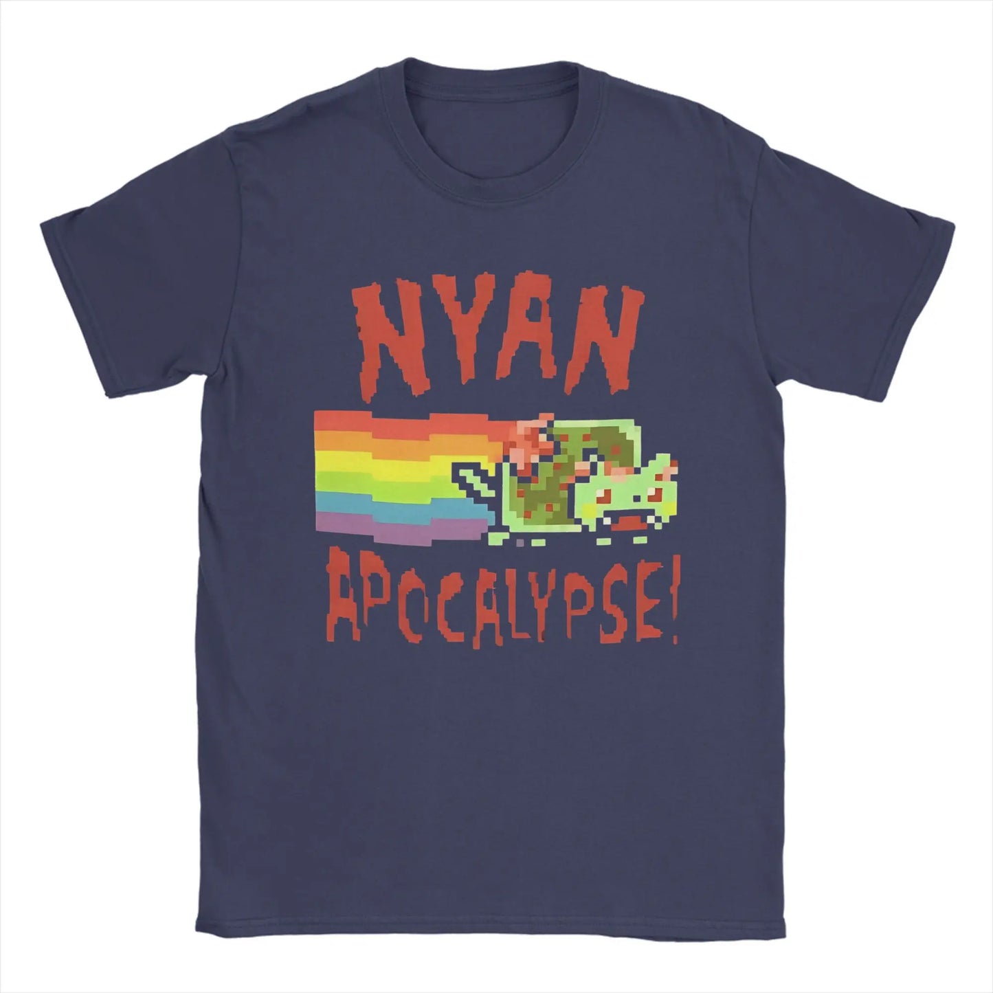 Men's Nyan-Cats Apocalypse Game T Shirts Funny Internet Meme Pure Cotton merch Novelty Short Sleeve Round Neck Tee Shirt T-Shirt