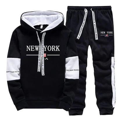 Quality Mens Tracksuit Casual Print Sweatshirts Sports Jogging Mens Clothing Autumn Winter Sportswear Single Piece Hoodie Pants