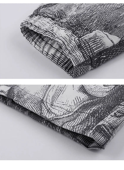 Autumn Men Jacket Oversized Painting Printing Couples Thin Casual Jackets Male Female Silk Vintage Clothing Man Coats Outerwear