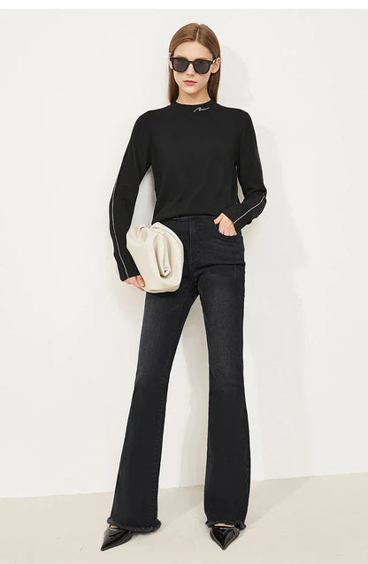 Jeans For Woman 2025 Winter New Slim-fit Warm Versatile Flared Pants Simple Commuter Casual Casual Woman Trousers 12344022