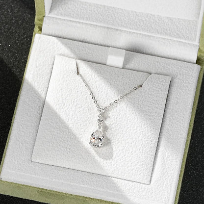 Exquisite 7x10mm Pear Cut Moissanite Pendant Necklace With Certificate for Women 925 Sterling Silver Chains Jewerly Gift