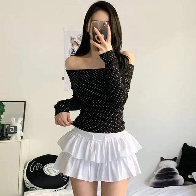 Summer 2025 Casual High Waist Fluffy Skirt Women's f-length Baked Cake Skirt with Fringe Versatile Cotton 00% Skirt