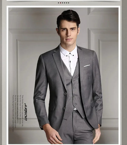 Blazers Pants Vest New Fashion Men Business Casual Suits / Male Solid Color Three Piece Sets Jacket Coat Trousers Waistcoat