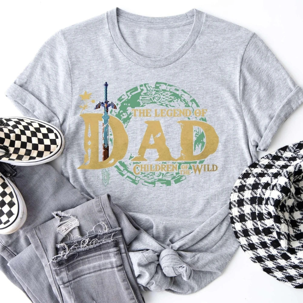 Legend of Dad Gamer Shirt Breath of The Wild Zelda Lover Tshirt Father's Day The Best Gift Tee Men Fashion Summer Cotton Tops