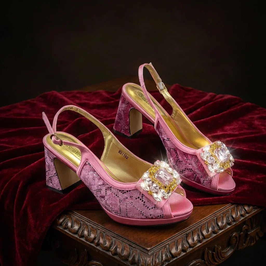 2026 Italian Luxury Rhinestone Taro Royal Blue Open Toe High Heel Shoe And Bag Set for Women - Perfect for Parties Wedding