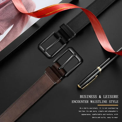 Men Belts High Quality Genuine Leather LONG Large Pin Buckle Metal Automatic Buckle Male Belts Strap Male
