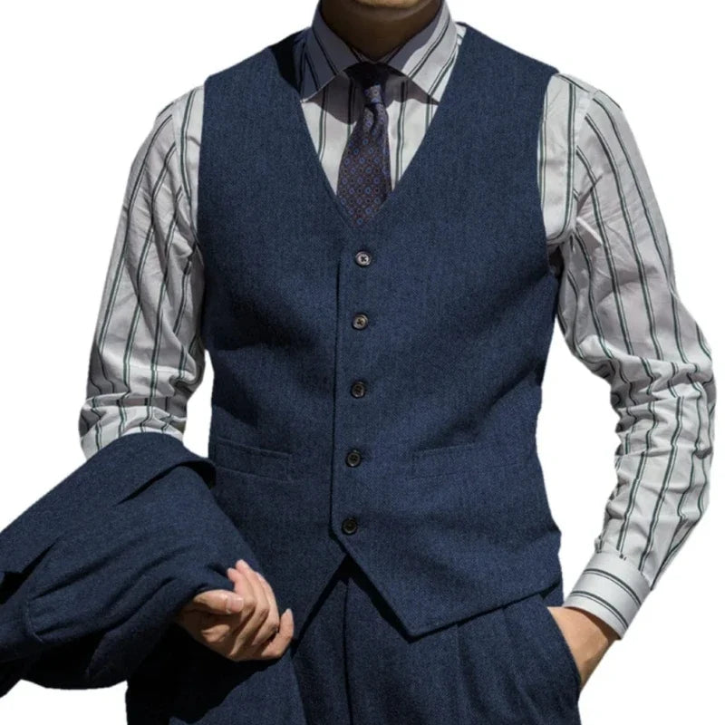 Men Suit Green Herringbone Single Button Waistcoat For Wedding Birthday Banquet Business Daily Work Set Men Suit Vest