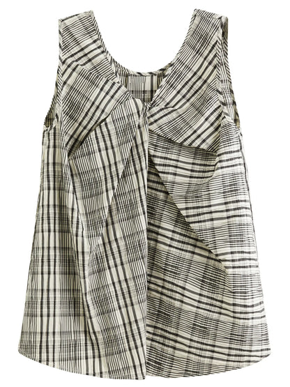 Korean Style Twisted Sleeveless Shirt Female 2025 Summer New V-neck Slim Cotton Pink Top 25FS12743