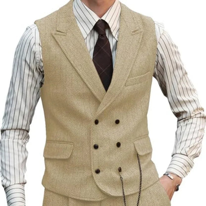 Men Vest Brown Suede Leather Gentleman Business Waistcoat Vintage Regular Slim Business Banquet Men Suit Vest