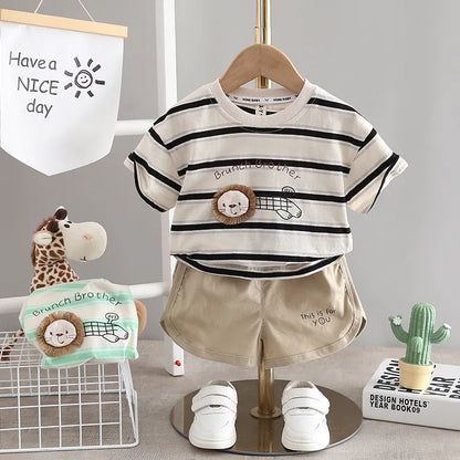 New Summer Baby Boys Clothes Suit Children T-Shirt Shorts 2Pcs/Sets Girls Clothing Infant Casual Costume Kids Tracksuits
