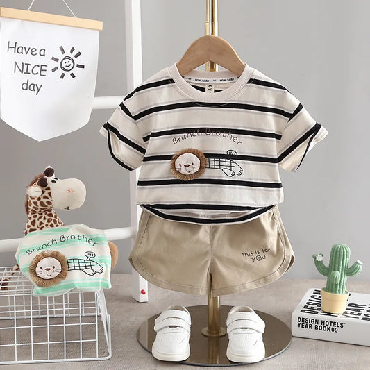 New Summer Baby Boys Clothes Suit Children T-Shirt Shorts 2Pcs/Sets Girls Clothing Infant Casual Costume Kids Tracksuits
