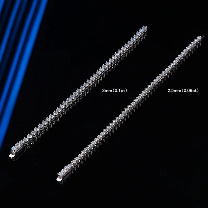 3 Prong 2.5mm 3mm Full D Color Moissanite Diamond Tennis Bracelet for Women 925 Silver Link Chain Spring Buckle Bracelets