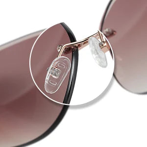 Fashion Women Rimless Sunglasses for Ladies Trendy Geometric Diamond Cutting Gradient Lens UV Protection Shades