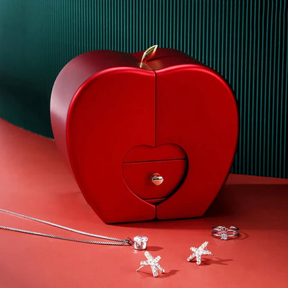 Luxury Red Zircon Pendant Necklace With Apple Gift Box Fashion Jewelry For Women Girlfriend 2023 New Romantic Christmas Gifts