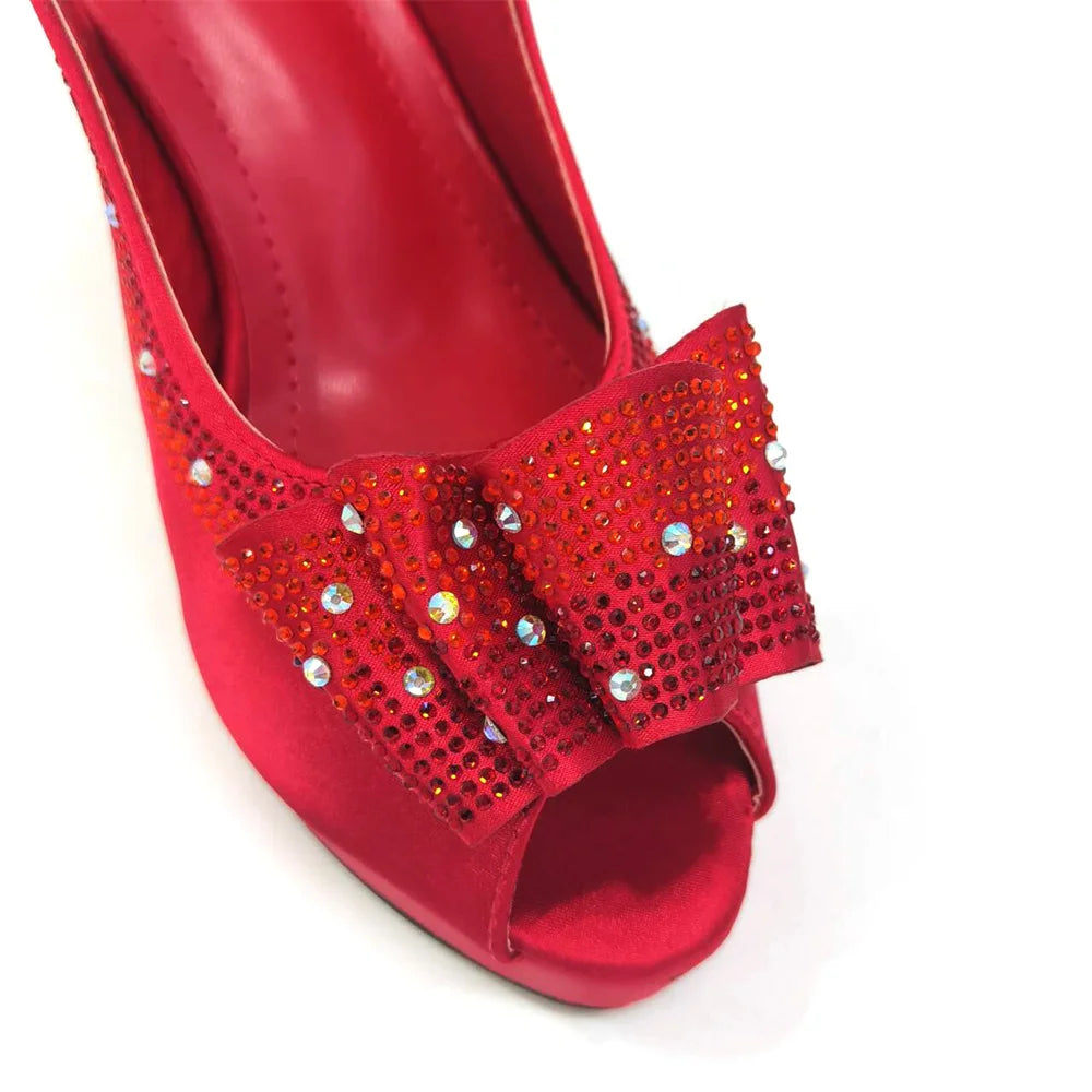 Women High Heels Sandals Printing Flower Material with Rhinestone Italian Design Coffee Color Open-Toed Shoes
