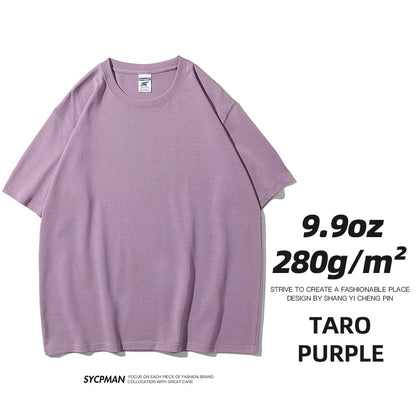 Men's Oversized T-Shirt 9.9oz 280 Grams Heavy High Quality Short Sleeve Cotton Tee Solid Color Unisex Streetwear