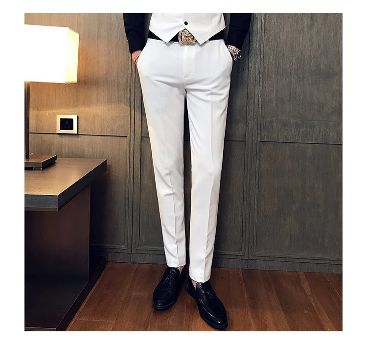 2022 Spring Summer New Men Suit Pants Solid Color Casual Business Dress Pants Slim Fit Trousers Formal Men Social Casual Pants