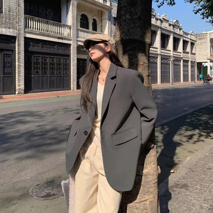 Suit Jaet Women's Small Size Spring Autumn New Loose Sle Ele Street Sle Faionable Long Sve Polyester