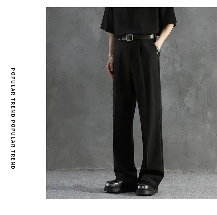 White Luxury Draped Suit Pants Men Fashion Dress Pants Korean Loose Straight Casual Pants Mens Office Formal Trousers Male S-3XL