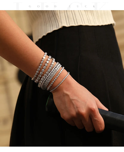 D Color VVS1 Moissanite Tennis Bracelet 925 Sterling Silver Single Classic Bracelets With Box for Women Man Fine Jewelry