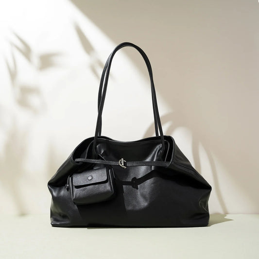 2026 Women's Top Grain Leather Tote Indie Inspired Shoulder Purse Large Capacity Commuting Crossbody Bag Contemporary Daily Use