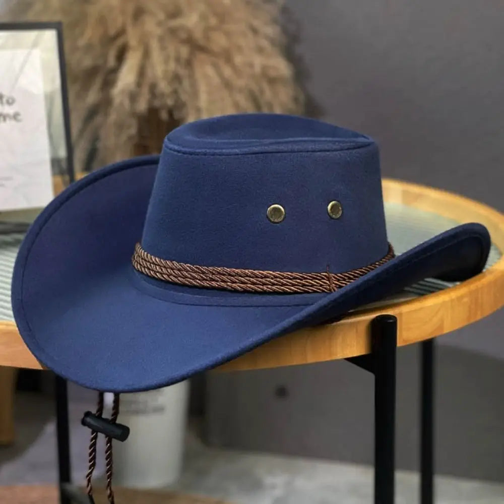 Fashion Western Style Western Cowboy Hat Ethnic Style Large Brim Felt Fedora Hats Grassland Sun Hat Unisex