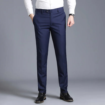 Autumn New Men's Suit Pants, Asian Sizes Office Trousers, Available in Blue, Red, Gray, and Black.