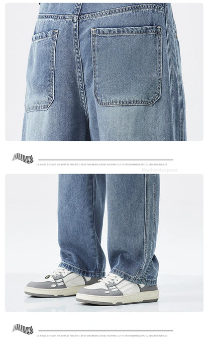 Stretch Jeans Men's 2024 New Lyocell Fabric High Quality Soft Loose Wide Pants Elastic Waist Casual Denim Trousers Streetwear