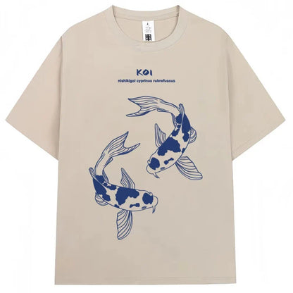 Japanese Style Hokkaido Wave Vintage T-shirt Men Women Harajuku Fashion High Quality T Shirts Oversized Cotton Summer Tee Shirt