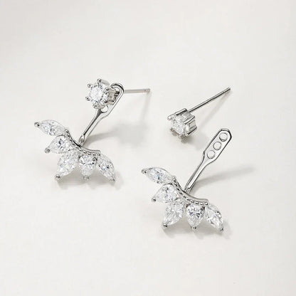 Trendy Full Moissanite Stud Earrings for Women Elegant Wedding Engagement Lab Diamond Ear Pure 925 Silver Jewelry Gifts