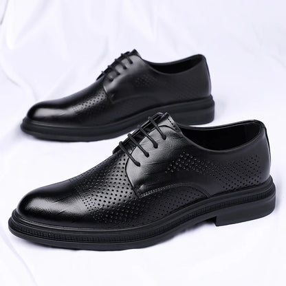 Men's Formal Leather Shoes Lace Up Breathable Non-slip Rubber Sole Lightweight Comfortable Dress Shoes Office & Special Occasion