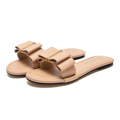 Women's Flat Shoes New Summer Bow Casual Slippers Black Commuting Women's Shoes