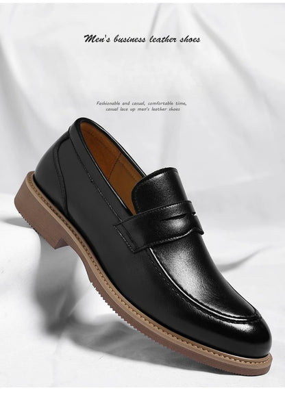 British Style Business Casual Shoes for Man Spring Autumn New Designer Leather Shoes Male Solid Color Men's Dress Elegant Shoe