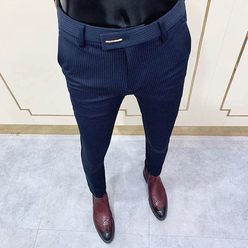 Spring 2026 Mens Casual Slim Fit Dress Pants Streetwear Suit Pants Men High Quality Office Pants All Match ankle Length Trousers