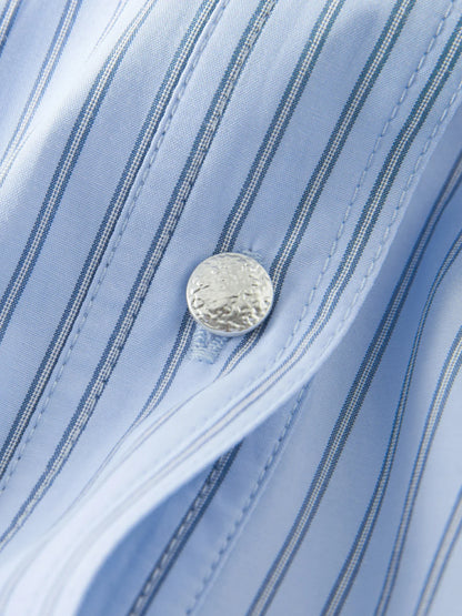 Office Lady French Bow Tie Striped Shirt for Women Spring Loose Fit Shirt College Casual Women Top for Women 25FS11060