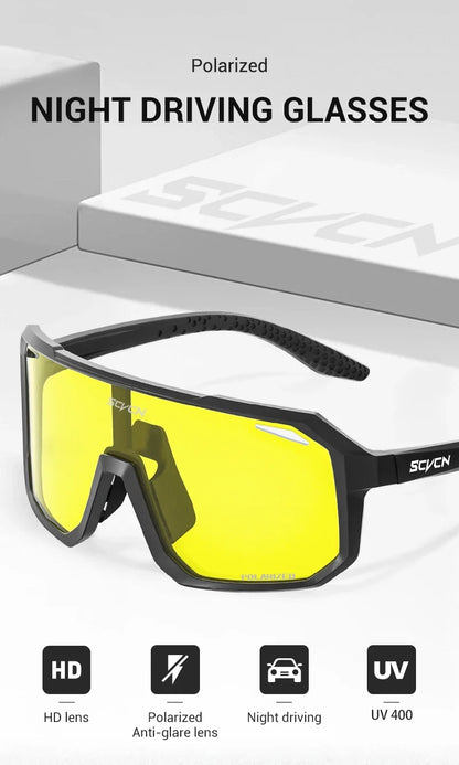 Yellow Polarized Sunglasses for Driving Night Vision Cycling Glasses Fashion MTB Mountain Bike Men Women Casual Glasses