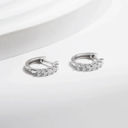 Moissanite Small Hoop Earrings 925 Sterling Silver Hollow Sparkling Ear Buckles For Women Wedding Fine Jewelry
