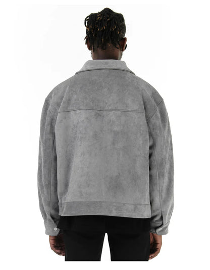 Autumn Jackets Oversize Casual Clothes High Street Pockets Laper Zipper Suede Thick Coat Mens Windbreaker Loose