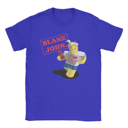 Shedletsky Blame John Forsaken Gaming T Shirts Meme 100% Cotton Tops Men Women Short Sleeve Tee Shirt Graphic Printed T-Shirts