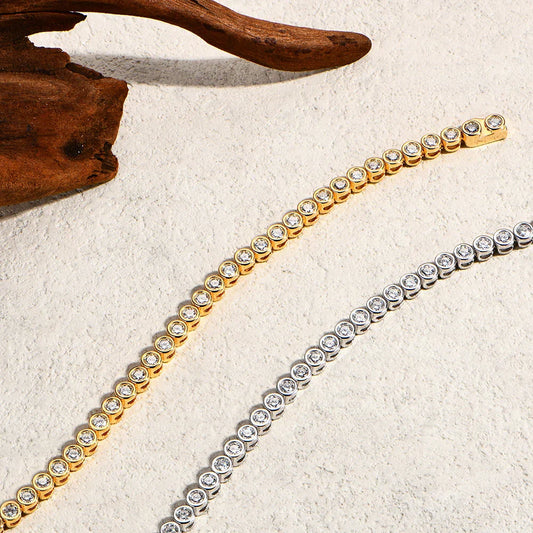 Bracelet de tennis en moissanite taille ronde 3mm, argent sterling 925 plaqué or, pour femmes et hommes, bijoux de luxe pour fiançailles