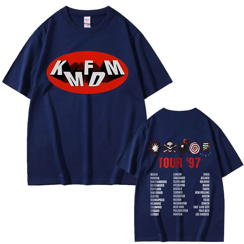 Rock Band Kmfdm Tour 97 Graphic Print T-shirt Summer Men Women Vintage Gothic Punk  Streetwear Male Casual Pure Cotton T Shirts