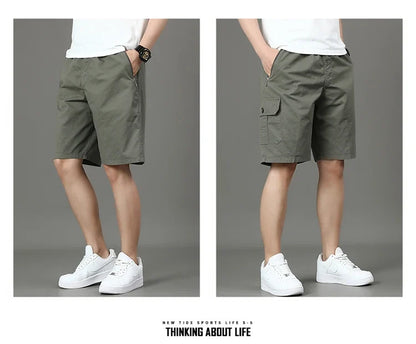 Summer new men's work shorts pocket zip trend versatile casual trousers five work trousers
