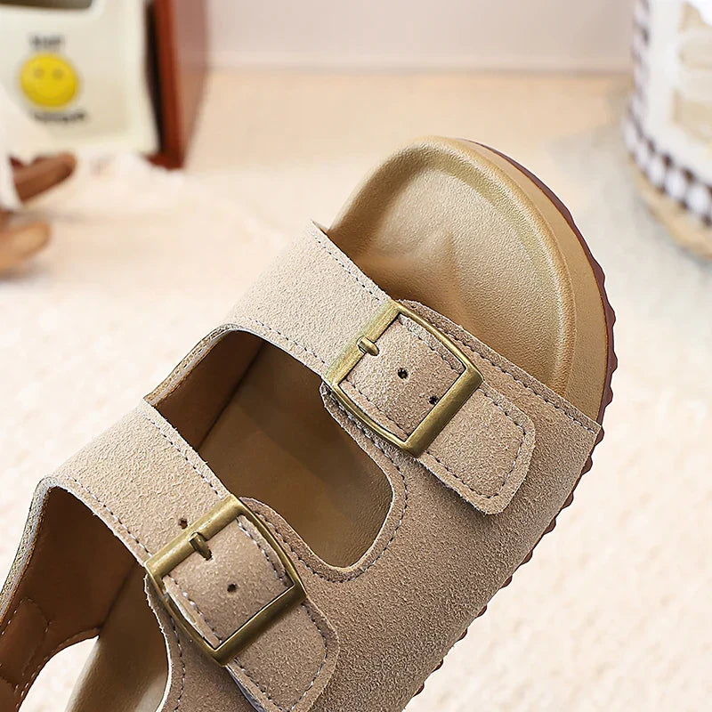 Summer Kids Toddler Boys Girls Casual Leopard Print Sandals Double Buckle Non-Slip Soft Sole for Daily Outdoor Beach Wear