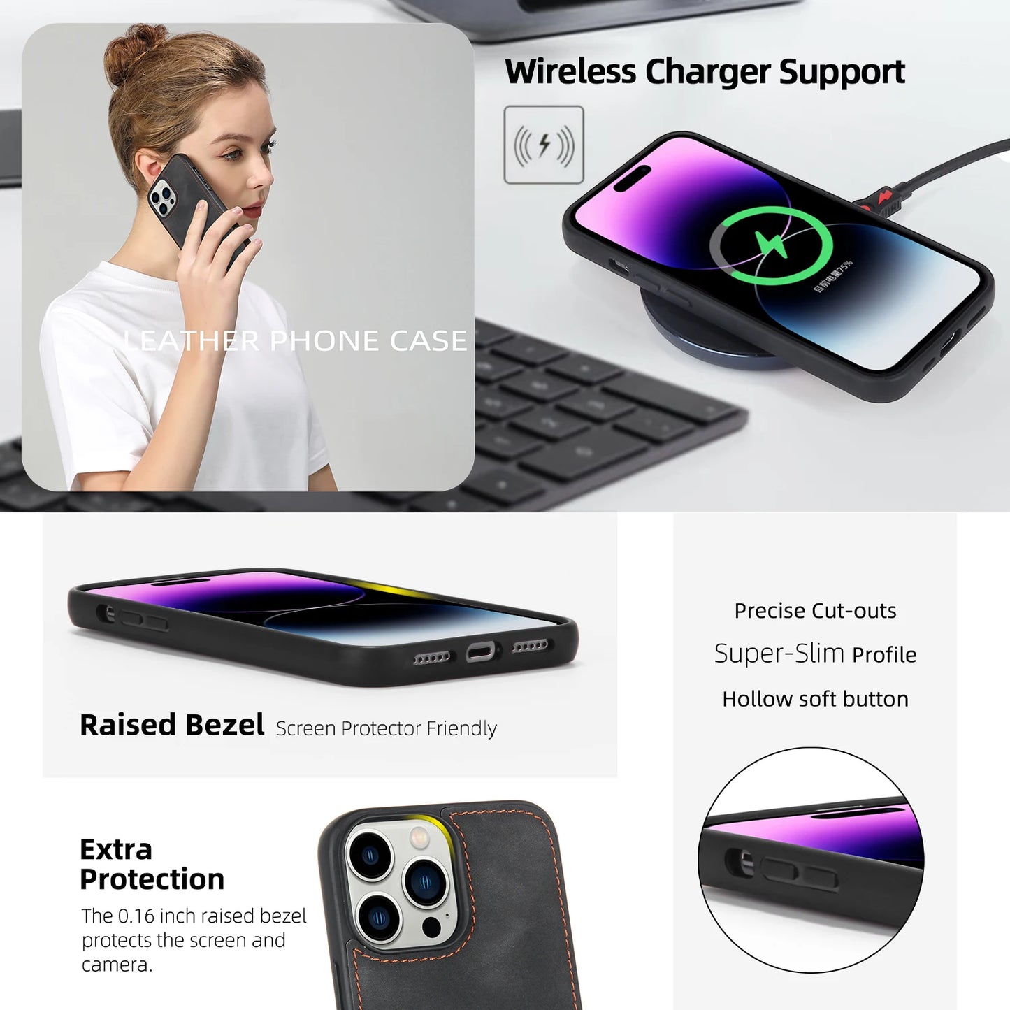 حافظة جلدية فاخرة قابلة للطي لهواتف آيفون 15 14 13 12 11 برو Xs ماكس X XR 7 8 بلس SE 2022 2020، غطاء محفظة مغناطيسي متعدد الوظائف