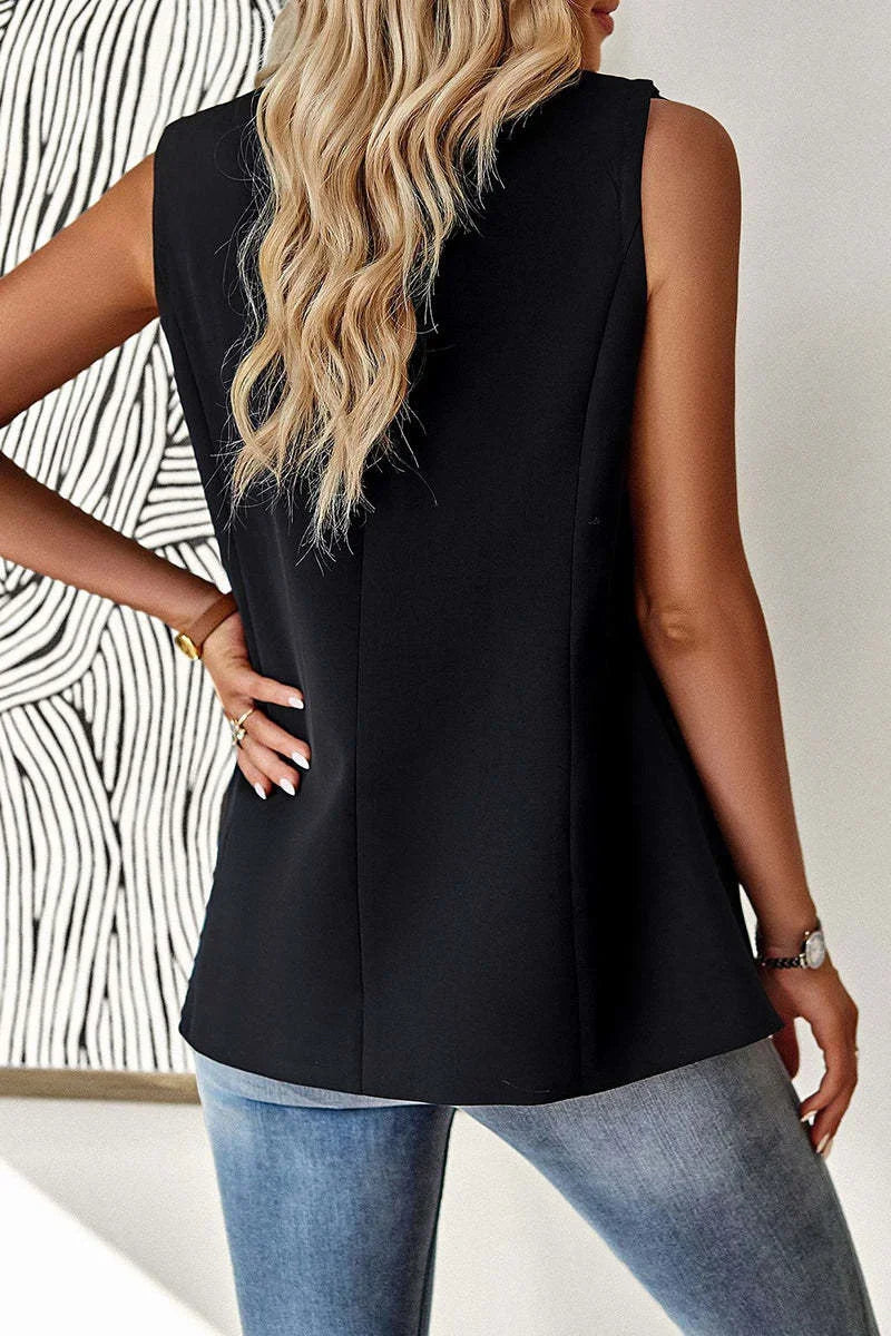 Blazer Women Clothing Coat Vest Solid Single-breasted Casual Elegant Fashion Sleeveless Solid Street Jacket Clothing New